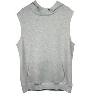 Zyia Active Light Grey Sport Cutoff Kangaroo Pocket Activewear Hoodie Vest XXXL